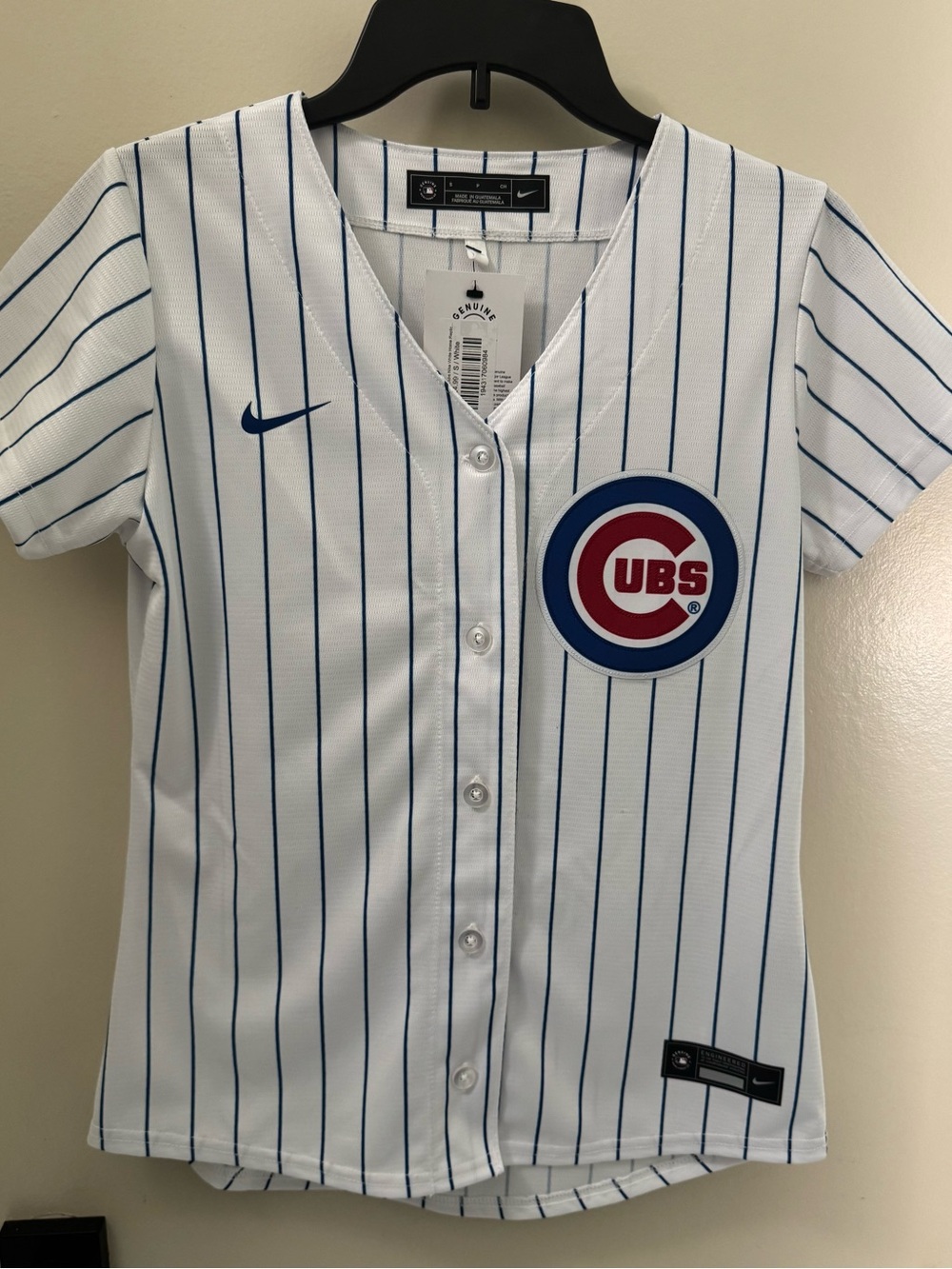 NWT Women’s Nike White and Navy Chicago Cubs Pinstripe Jersey Plain Back